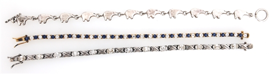 STERLING SILVER SEMI-PRECIOUS STONE & CZ BRACELETS
