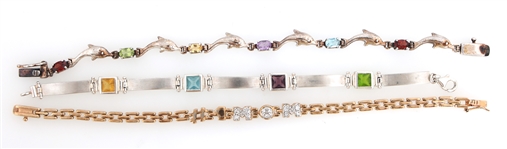 STERLING SILVER SEMI-PRECIOUS STONE & CZ BRACELETS