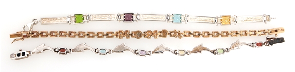 STERLING SILVER SEMI-PRECIOUS STONE & CZ BRACELETS