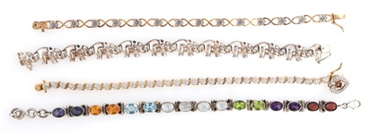 STERLING SILVER SEMI-PRECIOUS STONE & CZ BRACELETS