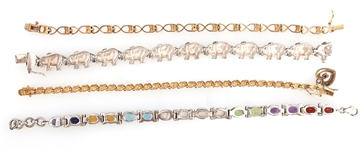 STERLING SILVER SEMI-PRECIOUS STONE & CZ BRACELETS