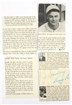 MAJOR LEAGUE BASEBALL AUTOGRAPH CLIPPINGS