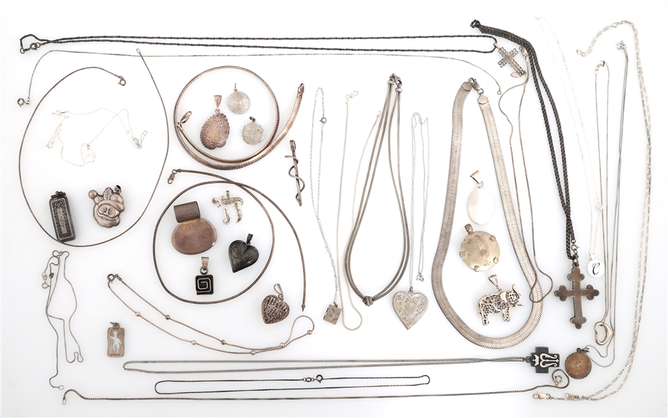 STERLING SILVER JEWELRY NECKLACE, BRACELETS, & PENDANTS