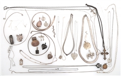 STERLING SILVER JEWELRY NECKLACE, BRACELETS, & PENDANTS