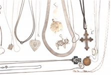 STERLING SILVER JEWELRY NECKLACE, BRACELETS, & PENDANTS