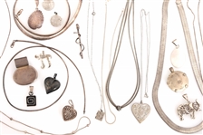 STERLING SILVER JEWELRY NECKLACE, BRACELETS, & PENDANTS