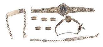MILITARY SWEETHEART STERLING & FORGET-ME-NOT BRACELETS