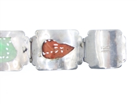 CHINESE FILIGREE SILVER CORAL & JADE BRACELET