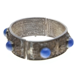 CHINESE FILIGREE SILVER LAPIS LAZULI CUFF BRACELET
