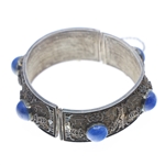 CHINESE FILIGREE SILVER LAPIS LAZULI CUFF BRACELET