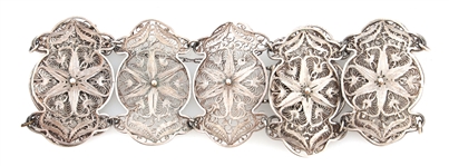 CHINESE PORCELAIN SILVER PENDANTS & FILIGREE BRACELET