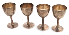 SILVER GOBLETS, TRAYS, CRUMB PUSHER & MORE