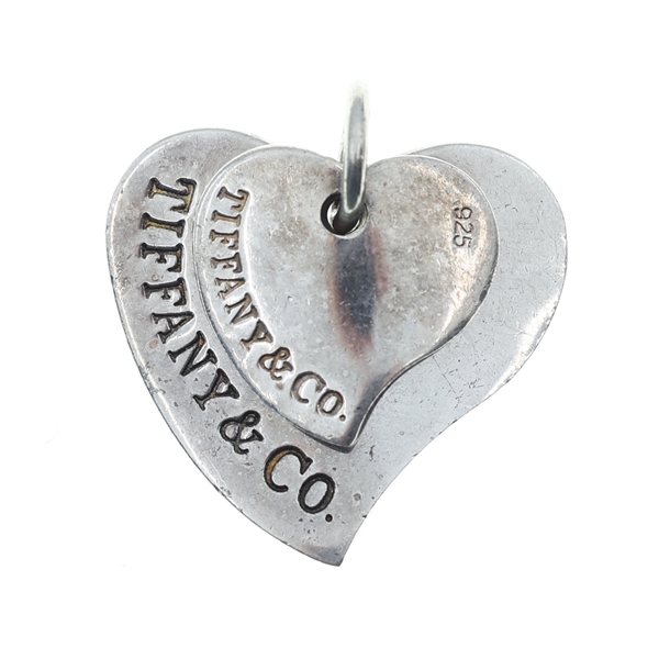 TIFFANY & CO STERLING SILVER DOUBLE HEART PENDANT CHARM