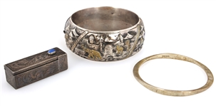 .800 SILVER CUFF BRACELETS & ITALIAN LIPSTICK CASE