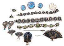 SILVER JEWELRY - EARRINGS, BROOCHES, BRACELETS, & MORE