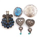 SILVER JEWELRY - EARRINGS, BROOCHES, BRACELETS, & MORE