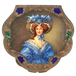 ITALIAN .800 SILVER ENAMEL MIRRORED COMPACT CASE