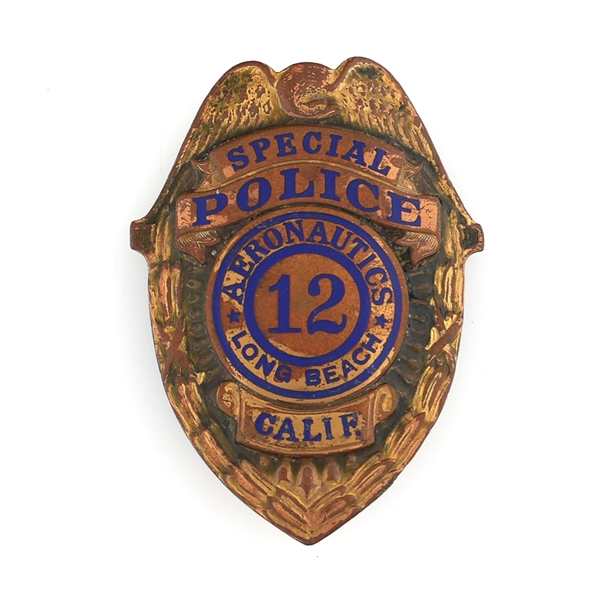 LONG BEACH CA AERONAUTICS SPECIAL POLICE BADGE NO. 12