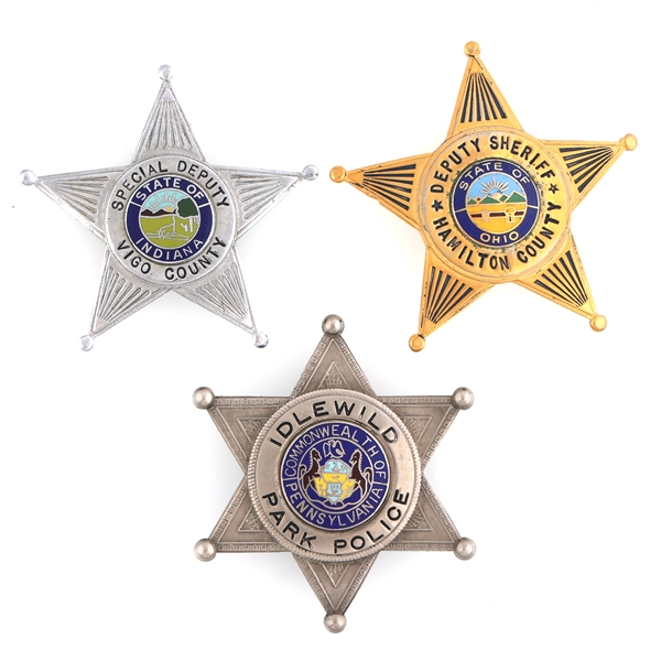 OBSOLETE PA, OH, & IN LAW ENFORCEMENT BADGES LOT OF 3