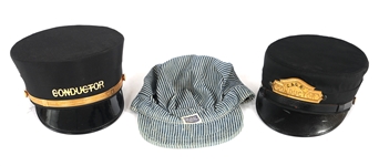 RAILROADIANA CONDUCTOR ENGINEER HATS & SCARF