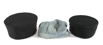 RAILROADIANA CONDUCTOR ENGINEER HATS & SCARF