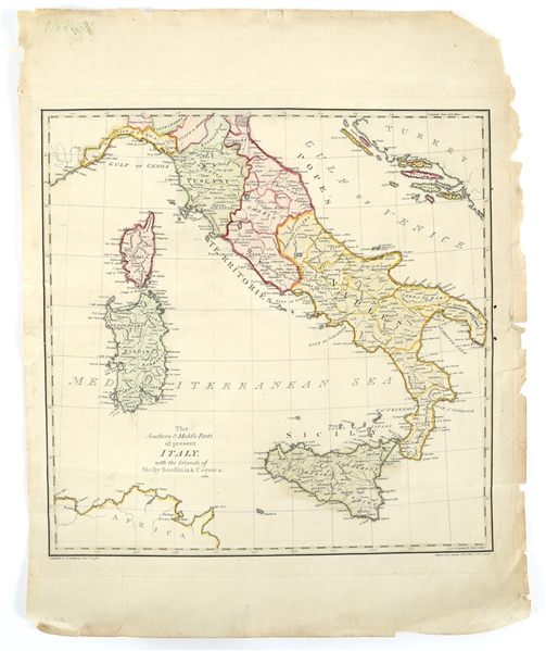 1782 T. STACKHOUSE MAP OF SOUTHERN ITALY 