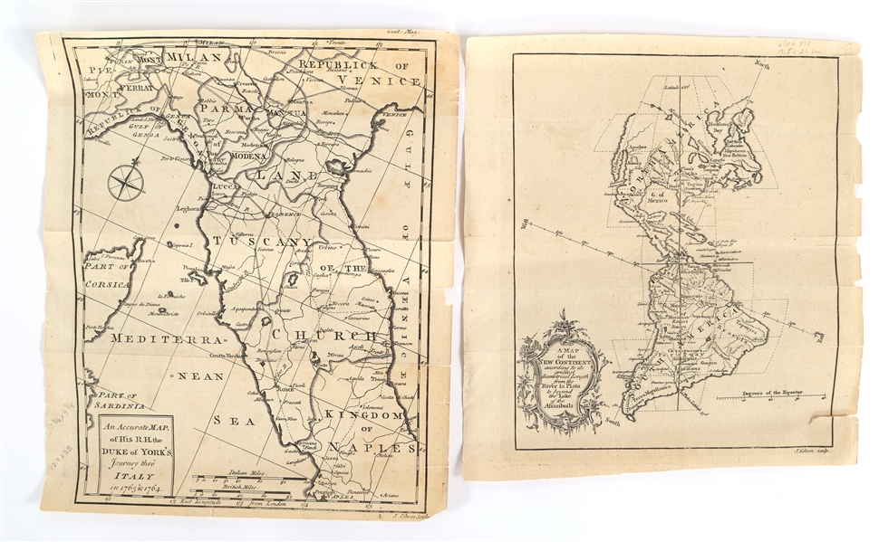 1700s JOHN GIBSON CARTOGRAPHER MAPS - AMERICAS & ITALY