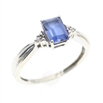 10K WHITE GOLD BLUE TOPAZ & DIAMOND RING