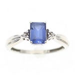10K WHITE GOLD BLUE TOPAZ & DIAMOND RING