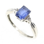 10K WHITE GOLD BLUE TOPAZ & DIAMOND RING