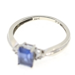 10K WHITE GOLD BLUE TOPAZ & DIAMOND RING