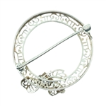 10K WHITE GOLD DIAMOND FILIGREE BROOCH PIN