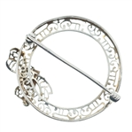 10K WHITE GOLD DIAMOND FILIGREE BROOCH PIN