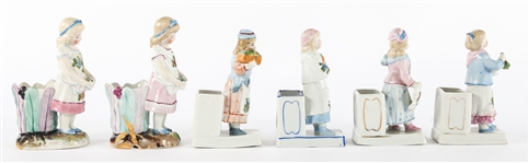 CONTA & BOEHME PORCELAIN MATCH STRIKERS - LOT OF 6