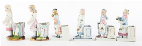 CONTA & BOEHME PORCELAIN MATCH STRIKERS - LOT OF 6