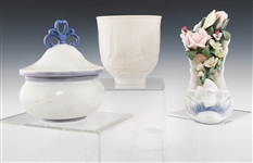 LLADRO PORCELAIN FIGURINES - SHOE, URN & COVERED BOX