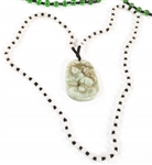 GLASS BEADED NECKLACES WITH JADE PENDANTS - LOT OF 7