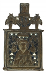 18/19th C. RUSSIAN ORTHODOX BRASS & ENAMEL ICONS