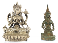 THAI DANCER & TIBETAN WHITE TARA STATUES