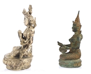 THAI DANCER & TIBETAN WHITE TARA STATUES