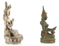 THAI DANCER & TIBETAN WHITE TARA STATUES