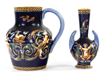 GIEN FRANCE RENAISSANCE FOND BLEU PORCELAIN PIECES