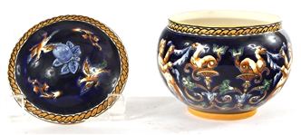 GIEN FRANCE RENAISSANCE FOND BLEU PORCELAIN PIECES