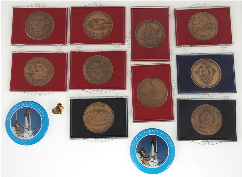 NASA SPACE SHUTTLE MISSION BRONZE MEDALLIONS & BUTTONS