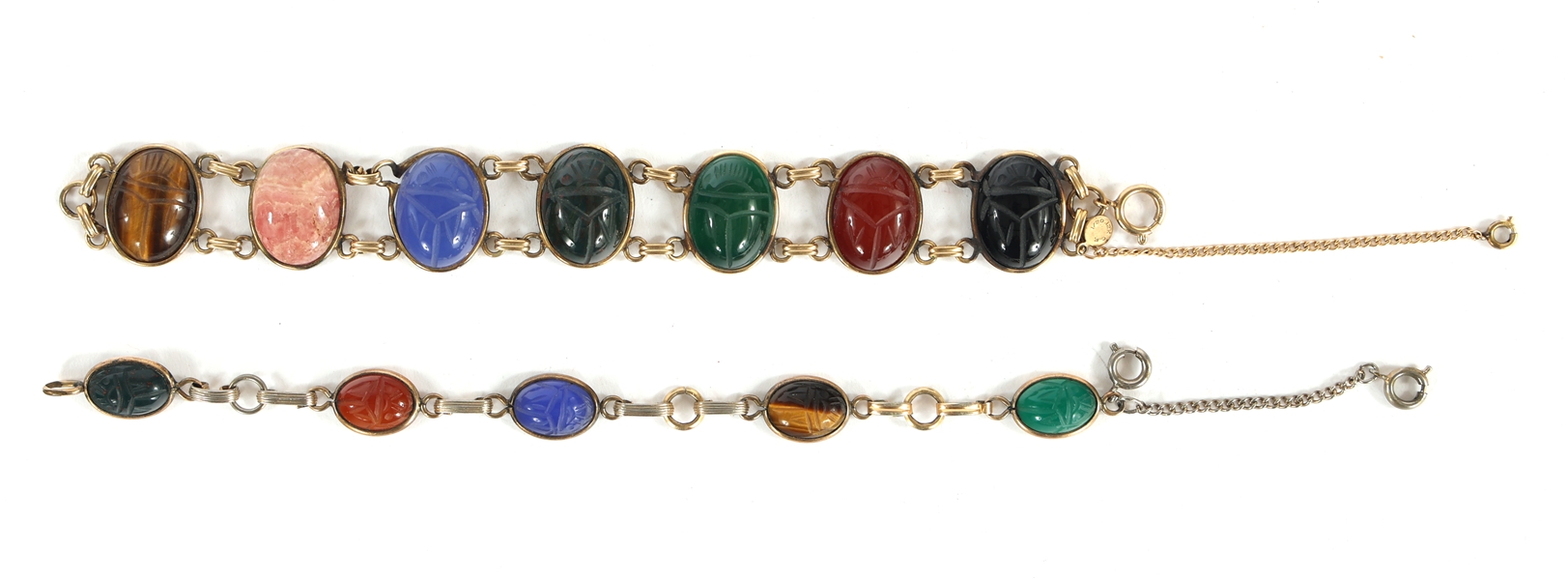 EGYPTIAN REVIVAL GOLD FILLED SCARAB BRACELETS