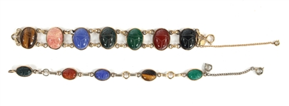 EGYPTIAN REVIVAL GOLD FILLED SCARAB BRACELETS