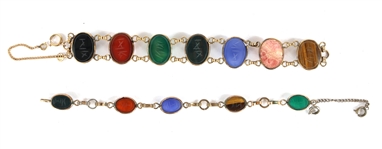 EGYPTIAN REVIVAL GOLD FILLED SCARAB BRACELETS