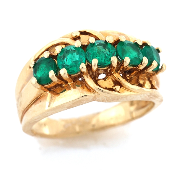 14K YELLOW GOLD EMERALD FASHION RING