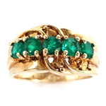 14K YELLOW GOLD EMERALD FASHION RING