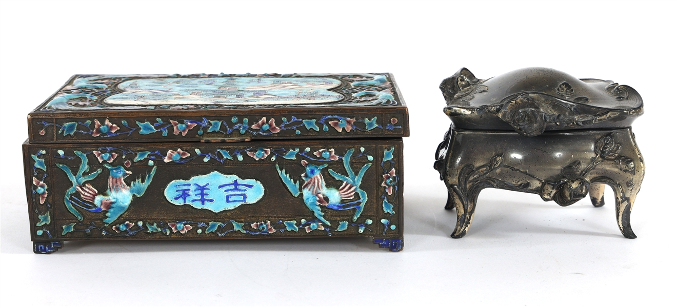 CHINESE ENAMELED & ART NOUVEAU JEWELRY TRINKET BOXES